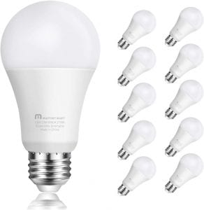 Mastery Mart A19 Universal Dimmable Light Bulbs, 10-Pack