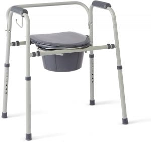 Medline Steel 3-in-1 Antimicrobial Bedside Commode