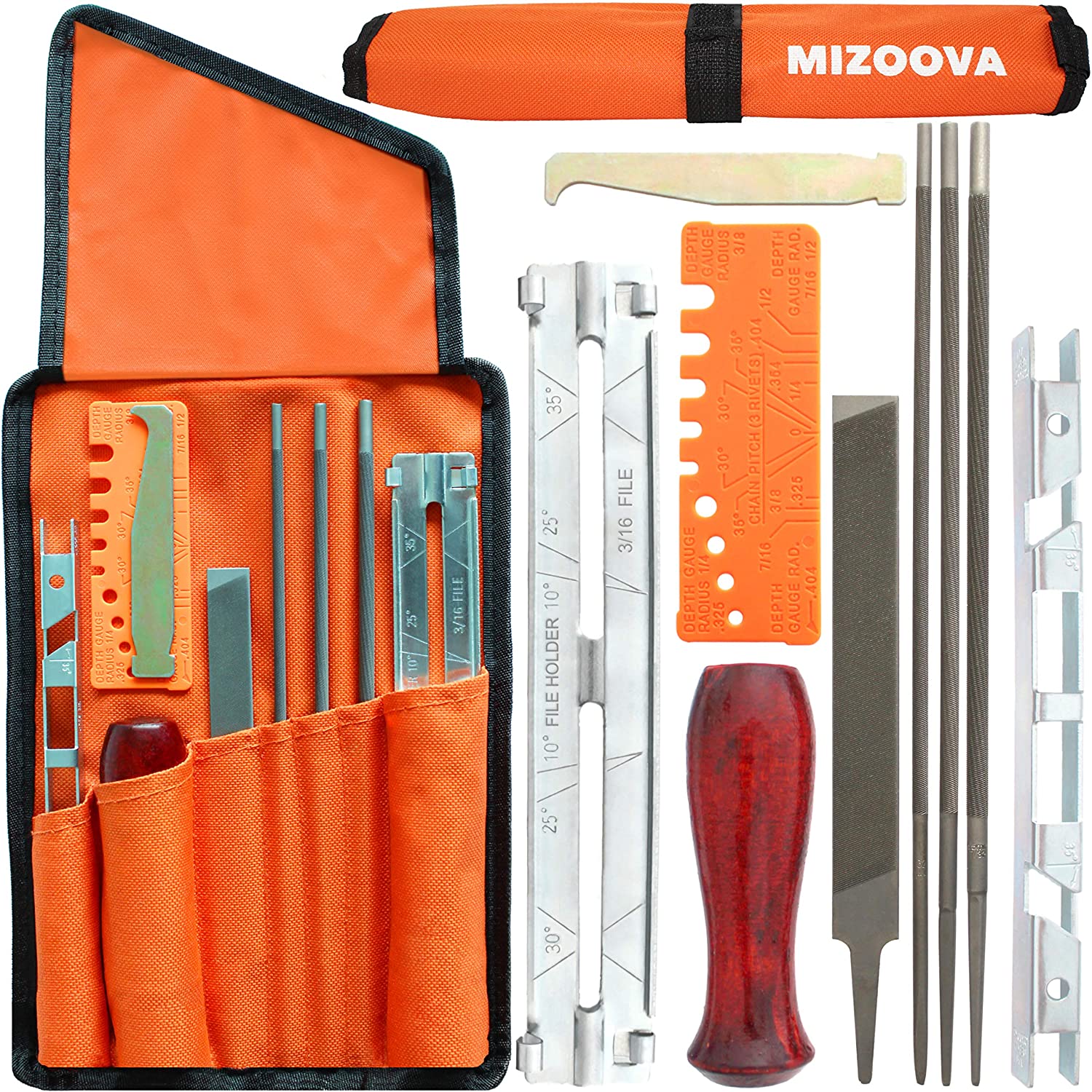 MIZOOVA Chainsaw Sharpener File Kit, 10-Piece