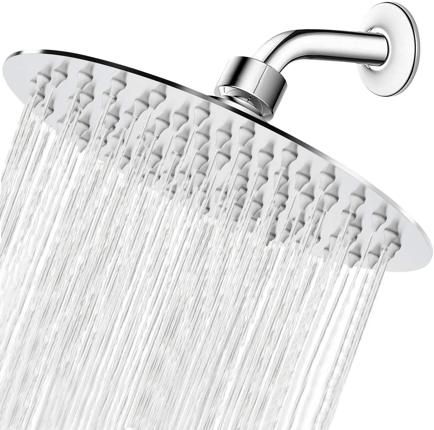 Luxury 8 inch Rainfall Shower Head Square Ultra Thin Stainless Steel Wall Mount 