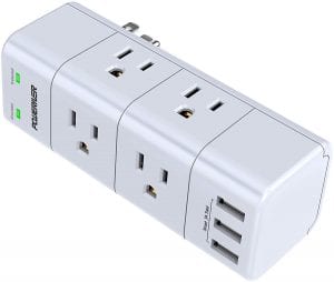 POWERIVER ETL Certified In-Wall Mount Surge Protector, 6-Outlet