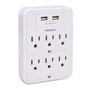 POWRUI Rechargeable Professional In-Wall Surge Protector, 6-Outlet