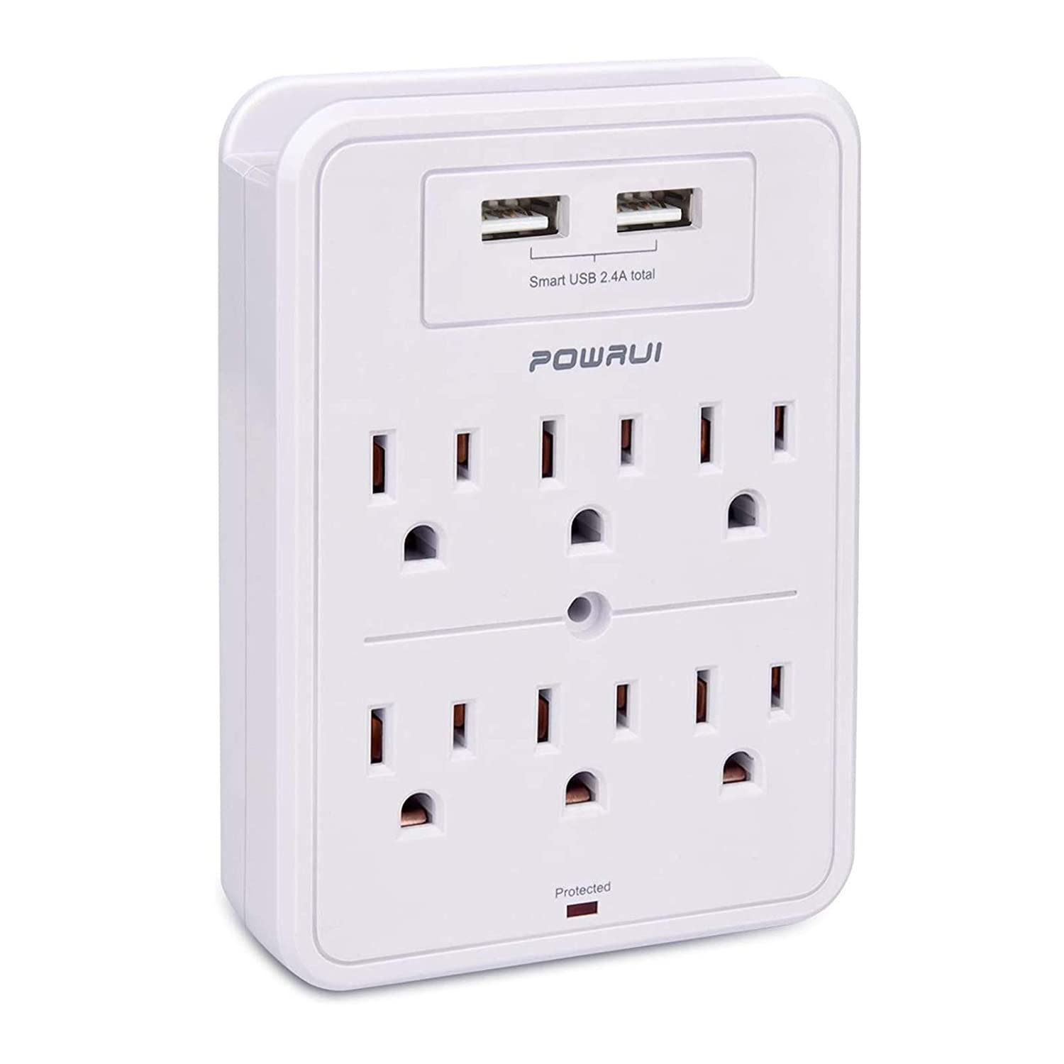 POWRUI Rechargeable Professional In-Wall Surge Protector, 6-Outlet