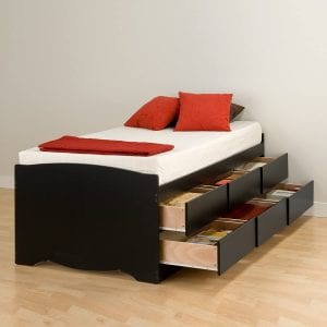 Prepac Captain’s Platform Bed Frame With Drawers