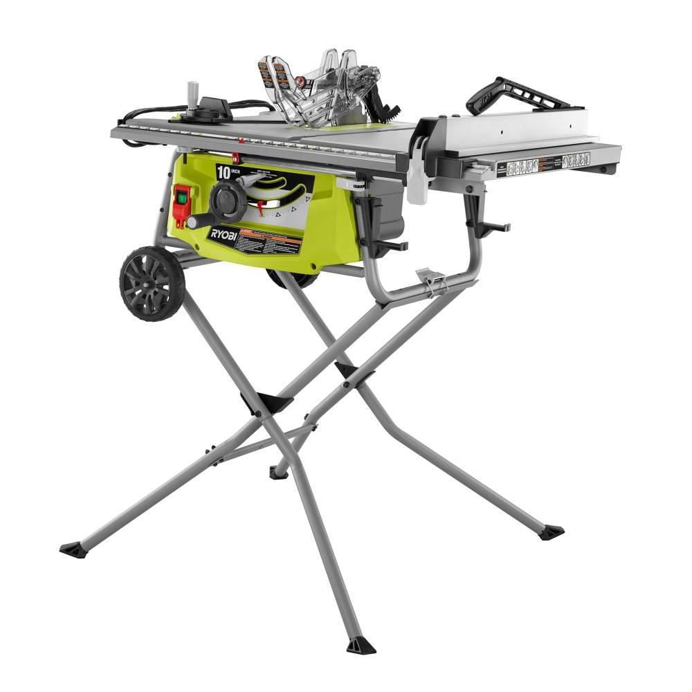 RYOBI 15 Amp 10-Inch Expanded Capacity Table Saw & Rolling Stand