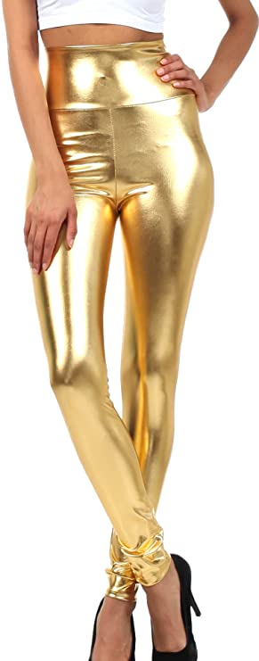 Sakkas Jersey-Lined Slim-Fit Metallic Women’s Pants