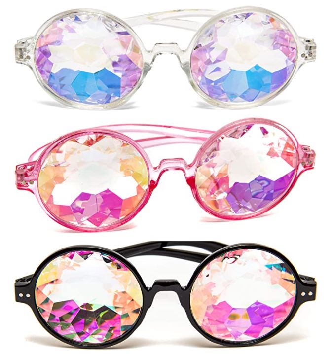 SoJourner Kaleidoscope Rainbow Prism Sunglasses, 3-Pack