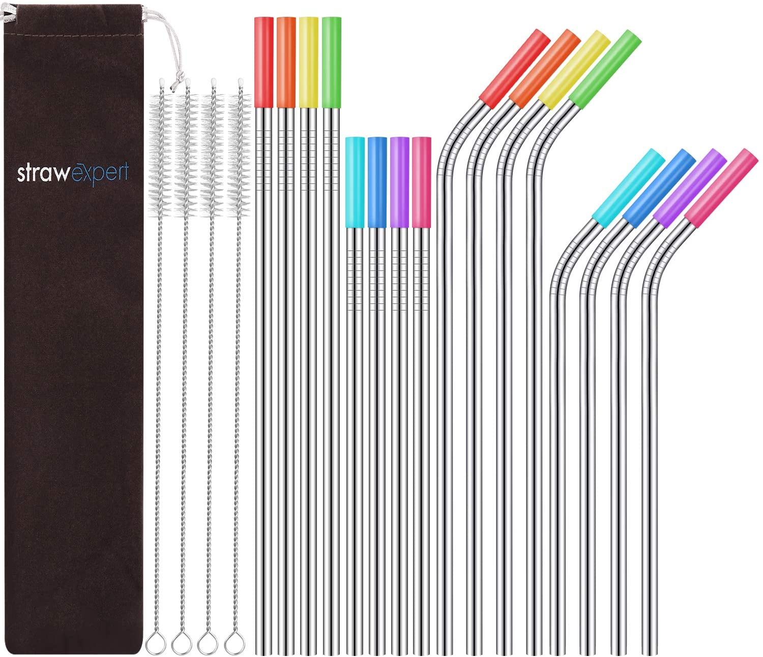 StrawExpert Silicone Tip Stainless Steel Reusable Straw