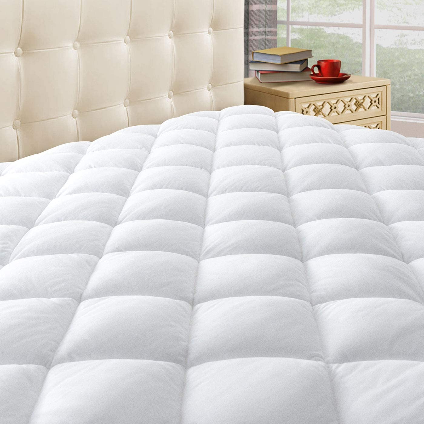 Luxury Mattress Topper 400TC Cotton Waterproof Breathable Fitted Quilted Pad 