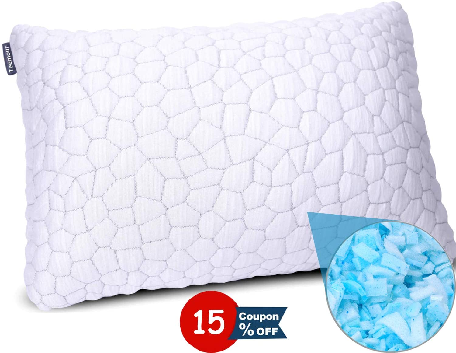 Teemour Adjustable Gel Sheredded Memory Foam Pillow