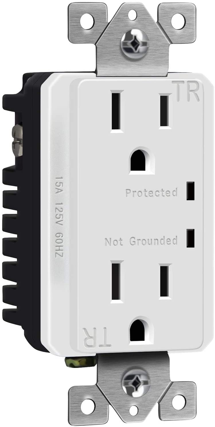 TOPGREENER Easy Install In-Wall Surge Protector, 2-Outlet