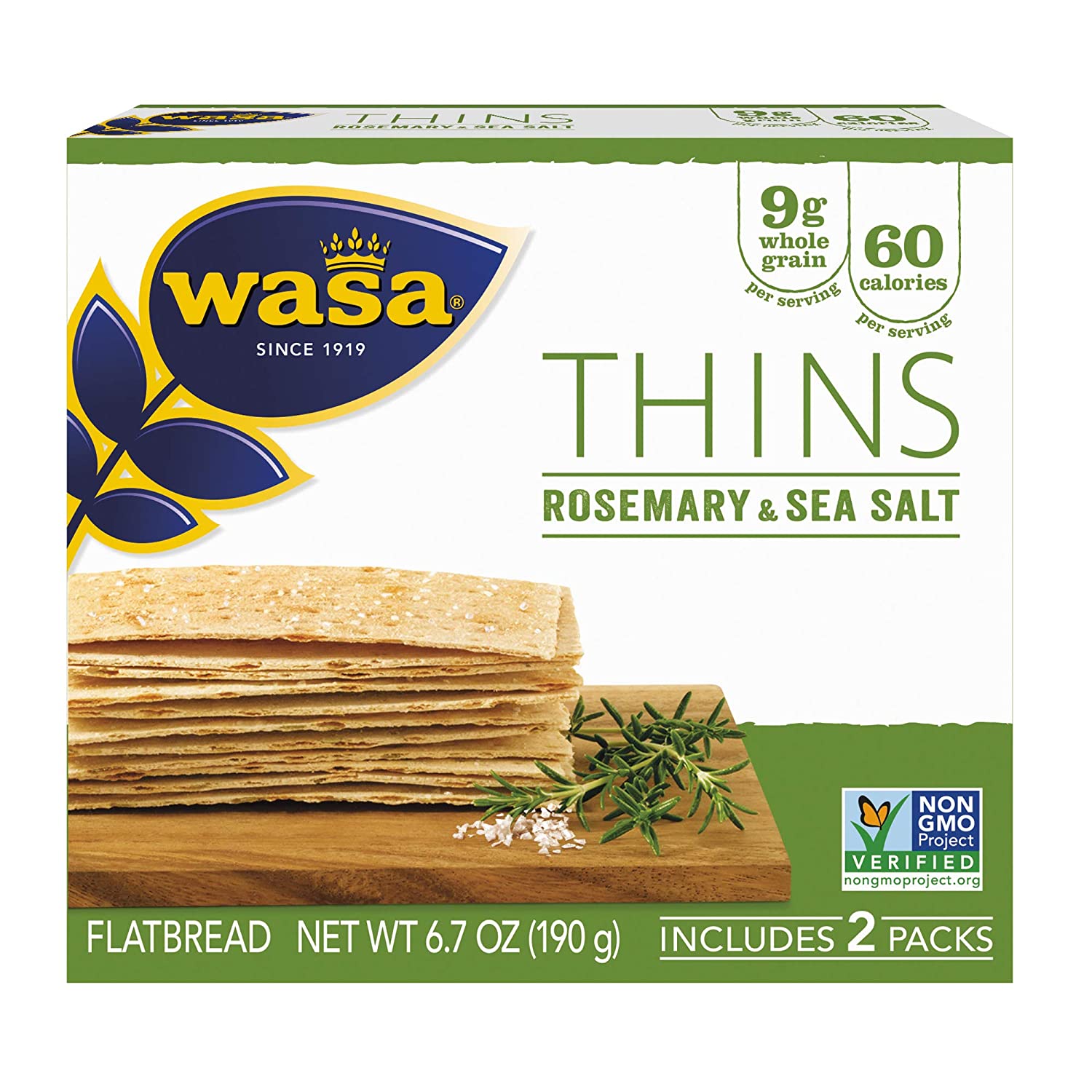 Wasa Rosemary & Sea Salt Flatbread Thins Artisan Crackers