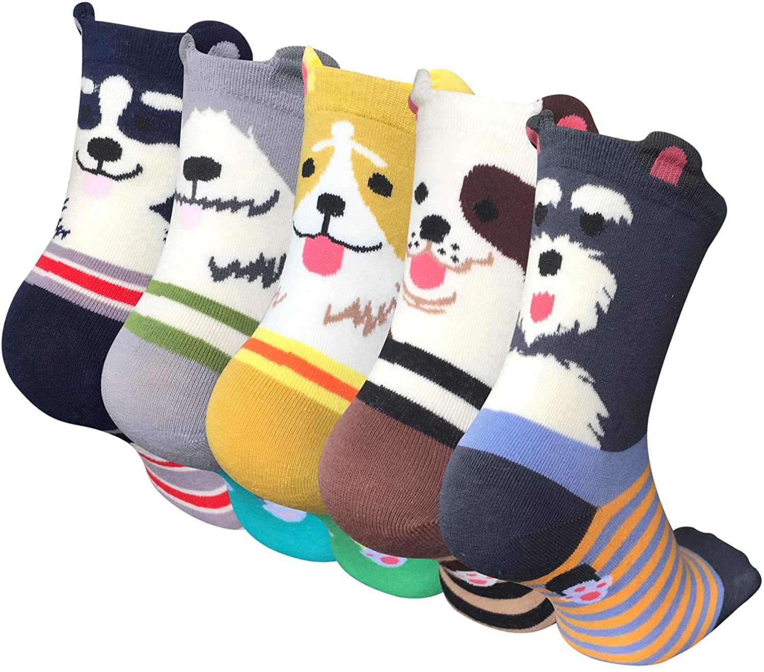 YSense Women’s Humorous Dog Socks, 5-Pair
