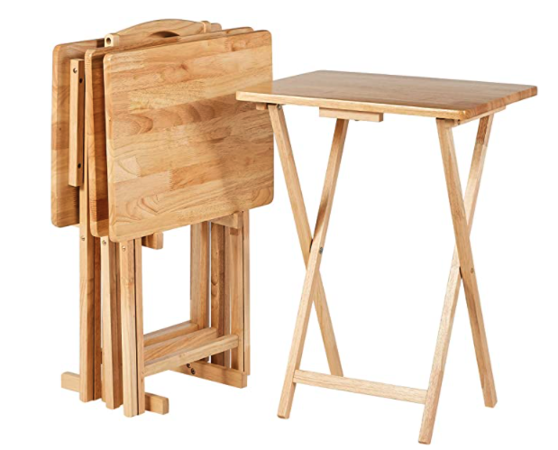 AmazonBasics Wooden Dinner TV Trays, 4-Pack