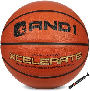 AND1 Xcelerate 29.5-Inch Rubber Basketball & Pump