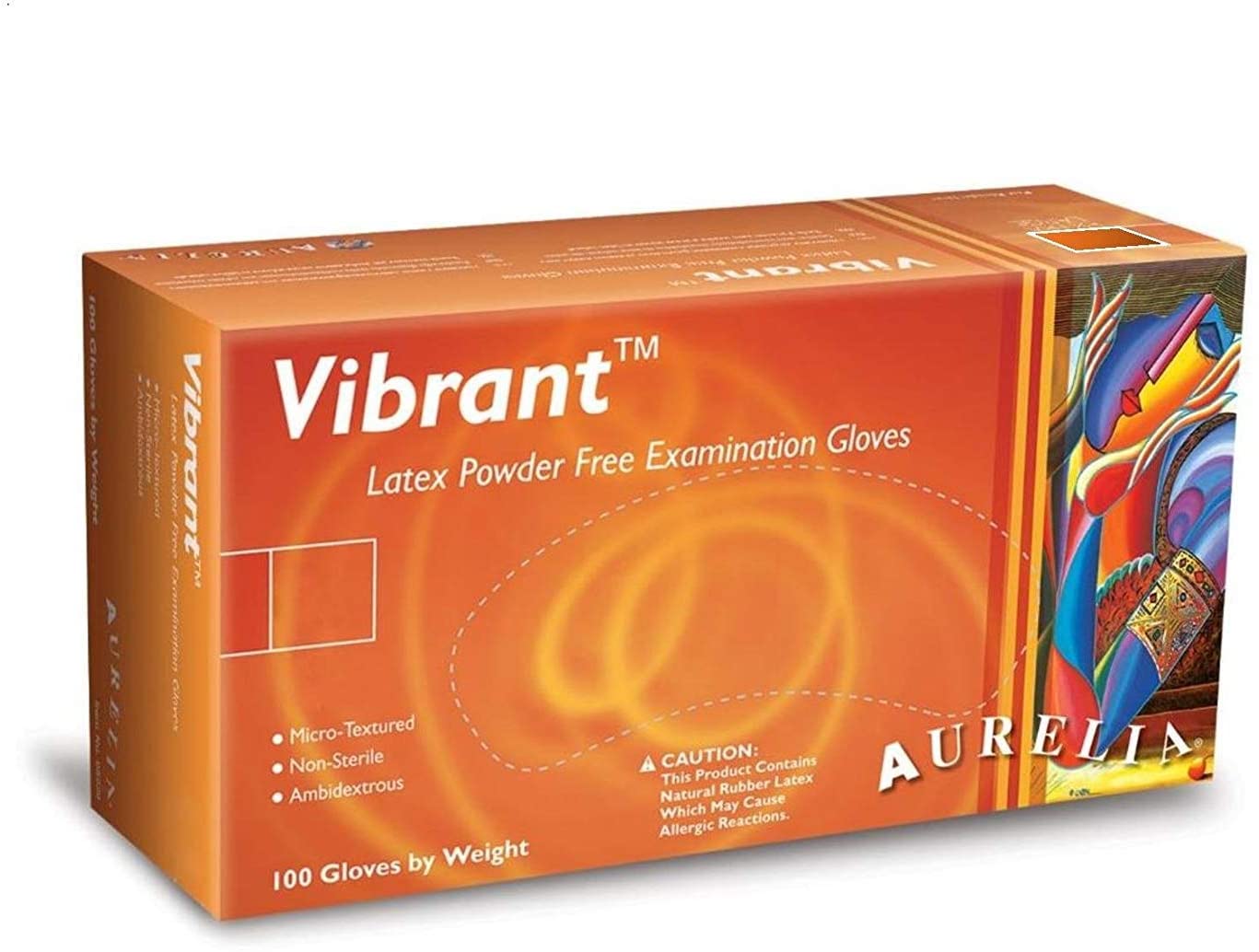 Aurelia Vibrant Latex & Powder Free Exam Gloves, Small