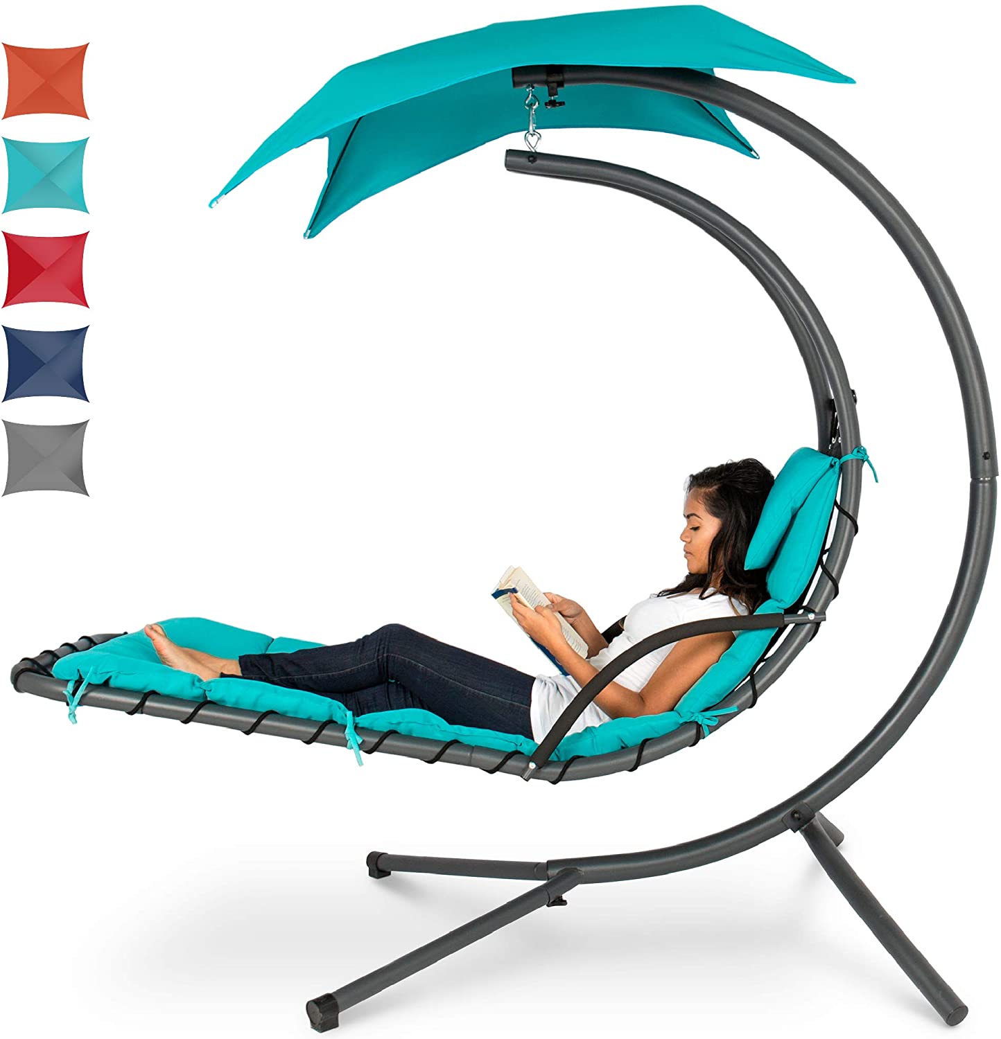 Best Choice Products Outdoor Hanging Patio Chaise Chair Swing
