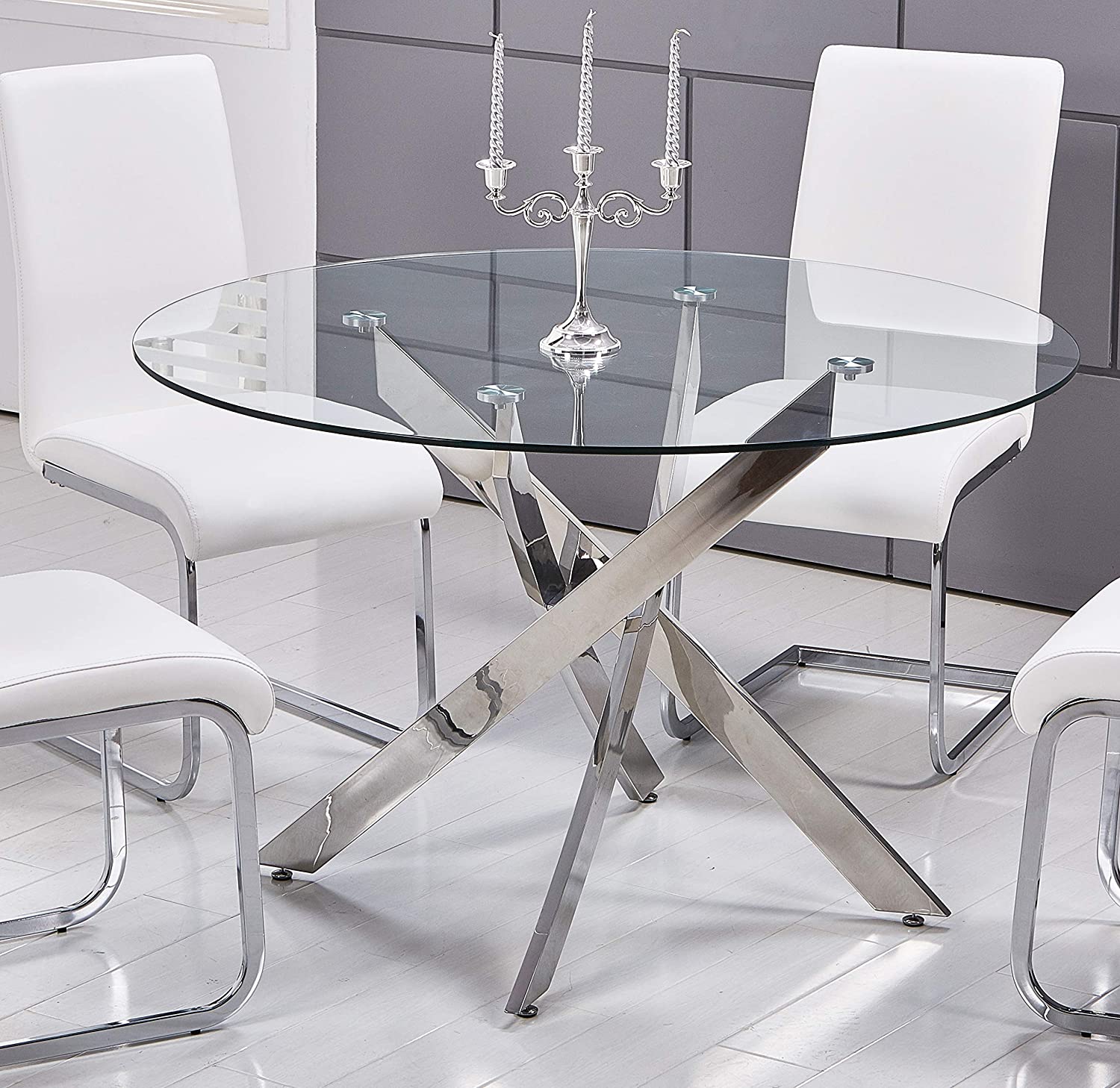 Best Master Furniture Mirage Glass Modern Dining Table