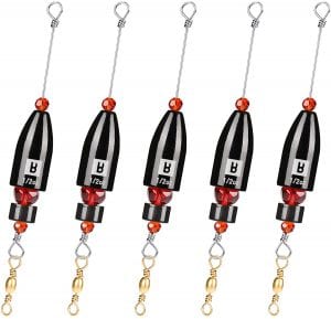 Booms Fishing Worm Lure Copper Alloy Fishing Weights, 5-Piece