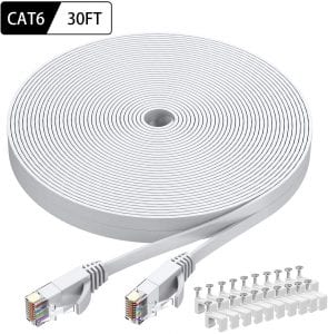 BUSOHE Cat-6 Flat RJ45 Ethernet Cable, 30-Ft