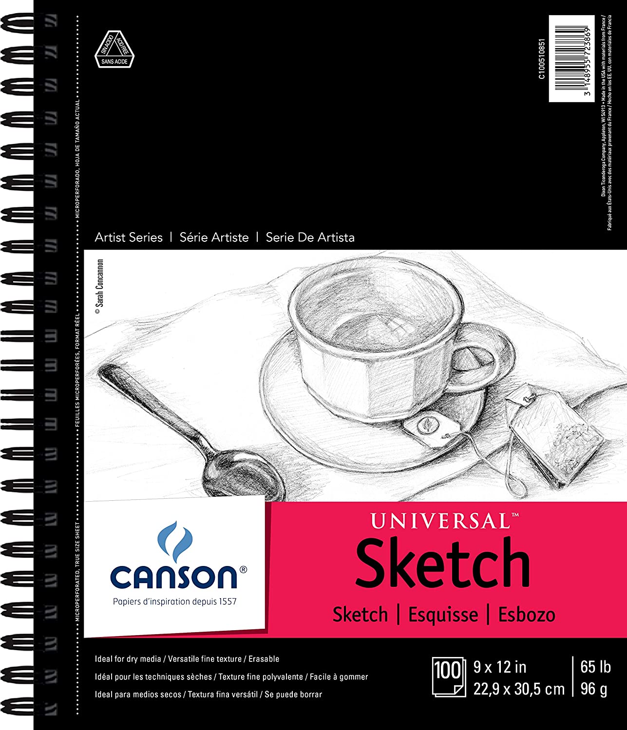 Canson Acid-Free Erasable Sketch Book, 100-Page