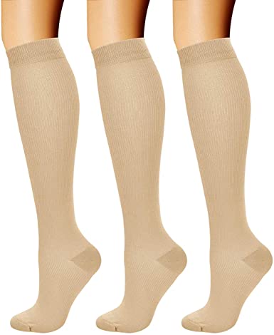 CHARMKING 15-20 mmHg Compression Socks For Women, 3-Pair