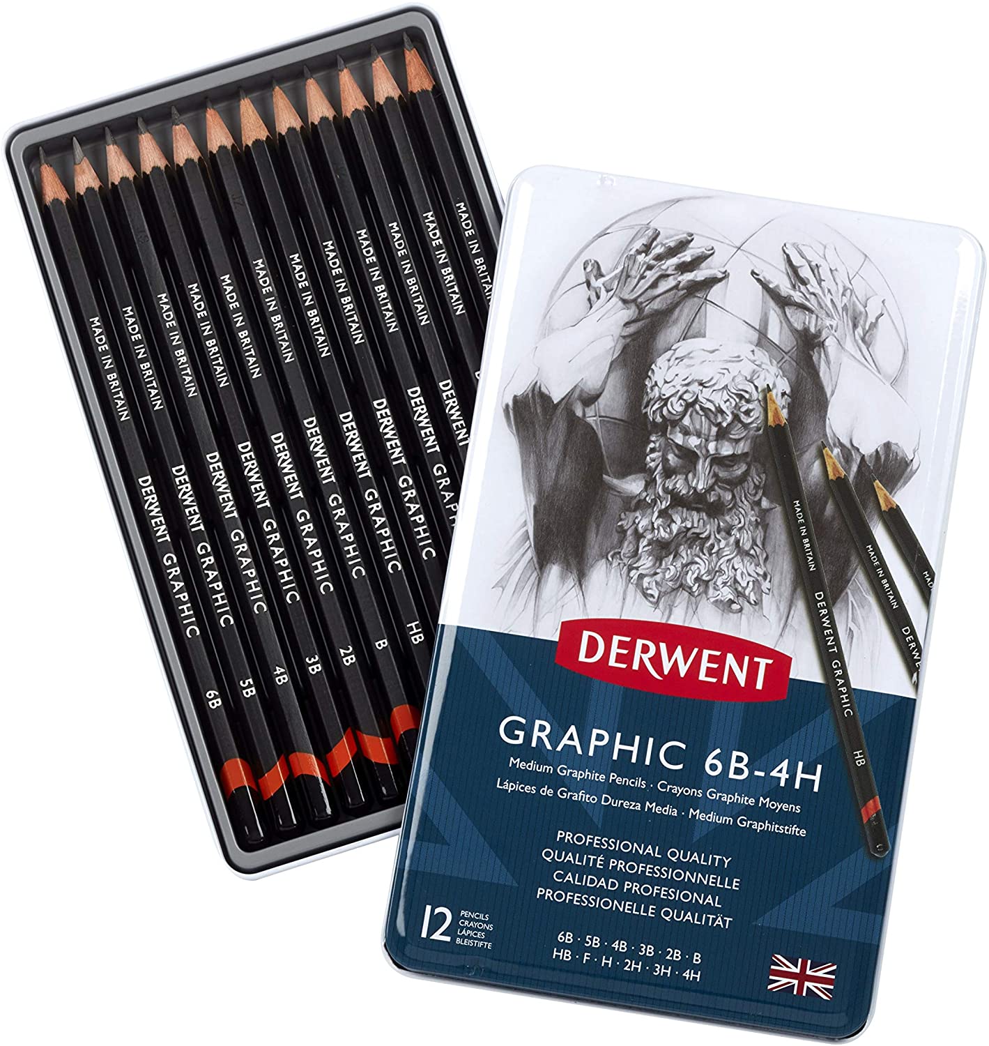 Derwent Strong Core Long-Lasting Drawing Pencil Set, 12-Piece