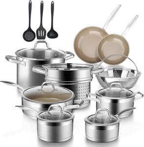 Duxtop Professional Stainless Steel Induction Cookware Set, 17-Piece