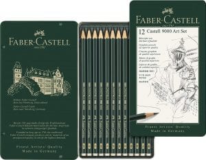 Faber-Castell 9000 Smooth Anti-Scratch Graphite Pencils, 12-Piece