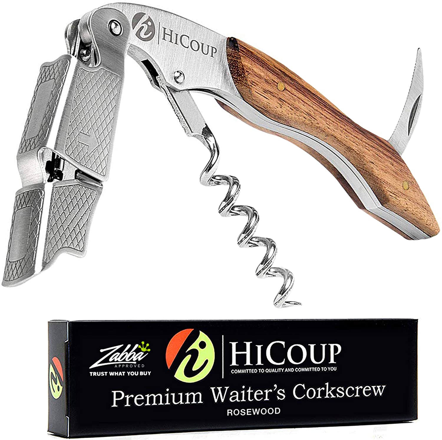 HiCoup Rosewood All-In-One Corkscrew & Wine Opener