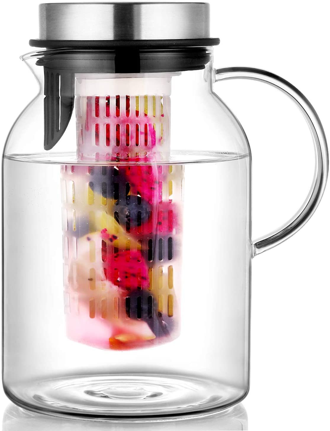 Hiware Lead-Free Fruit Infuser Glass Pitcher, 64-Ounce