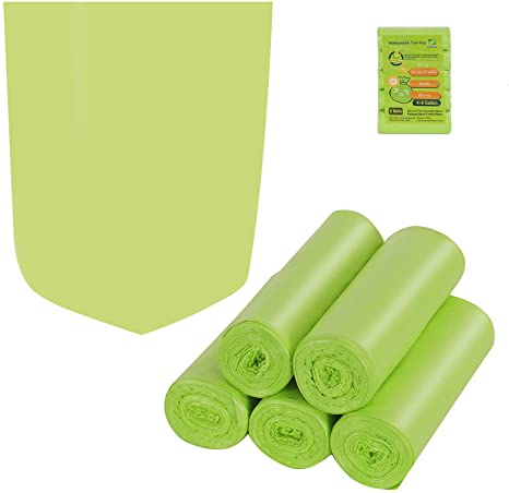 180 Counts 100% compostable Bags 15 Liter Compost Trash Bags Garbage Bags Rubbish Bags Wastebasket Liners Bags for Home Office Kitchen Bathroom Car Green 4Gallon 