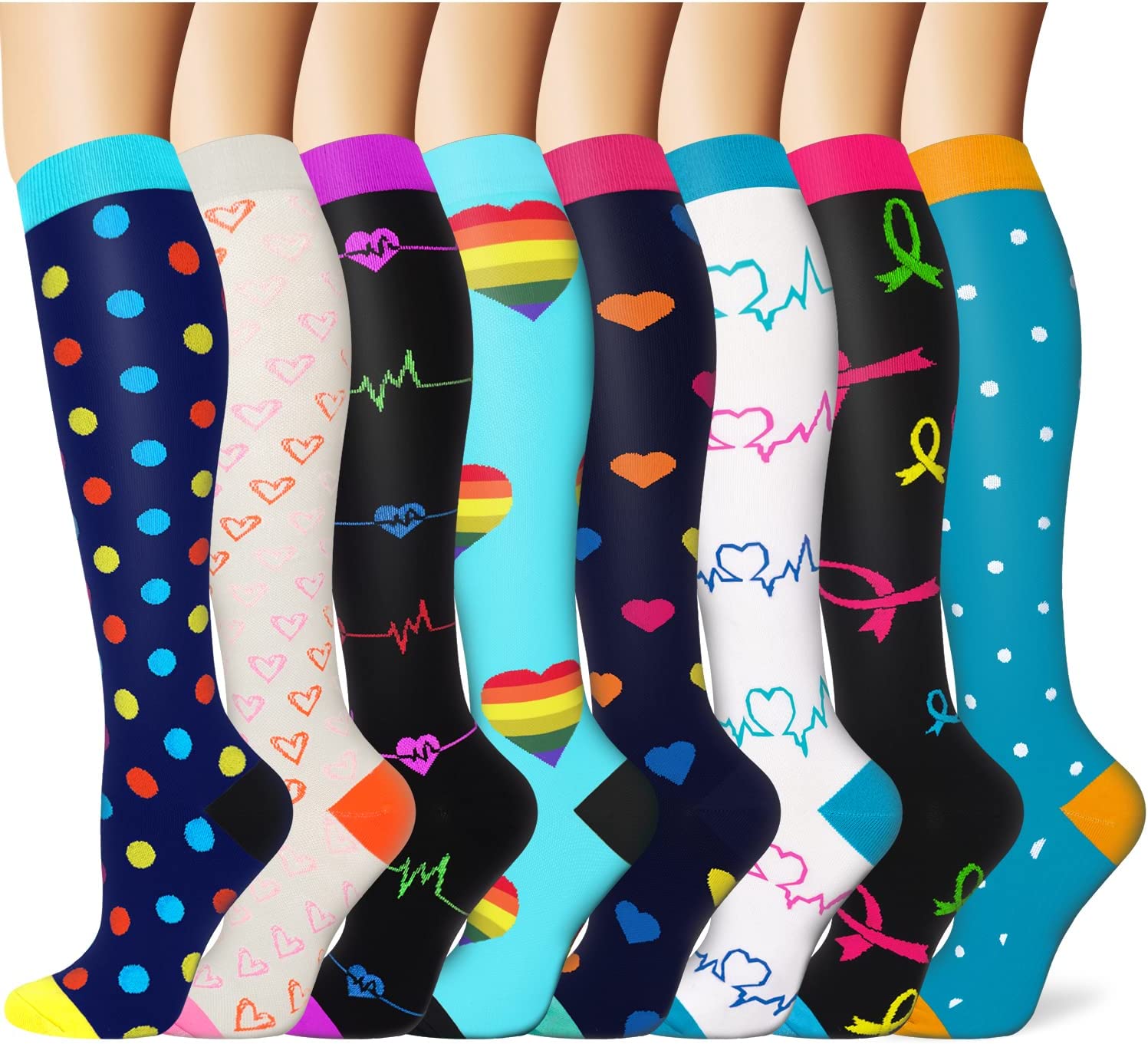 Iseasoo Cute Recovery Compression Socks For Women, 8-Pair