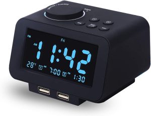 JALL Customizable Dimmable Alarm Clock Radio