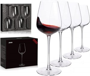 JBHO Reusable Hand-Blown Wine Glasses, Set Of 4
