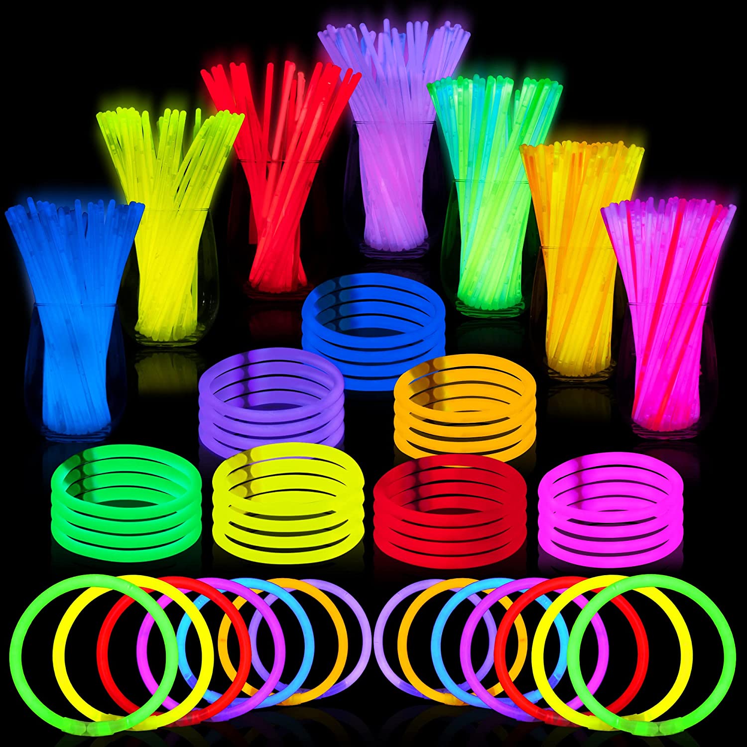 Joyin Bulk Assorted Color Glow Sticks, 400-Pack