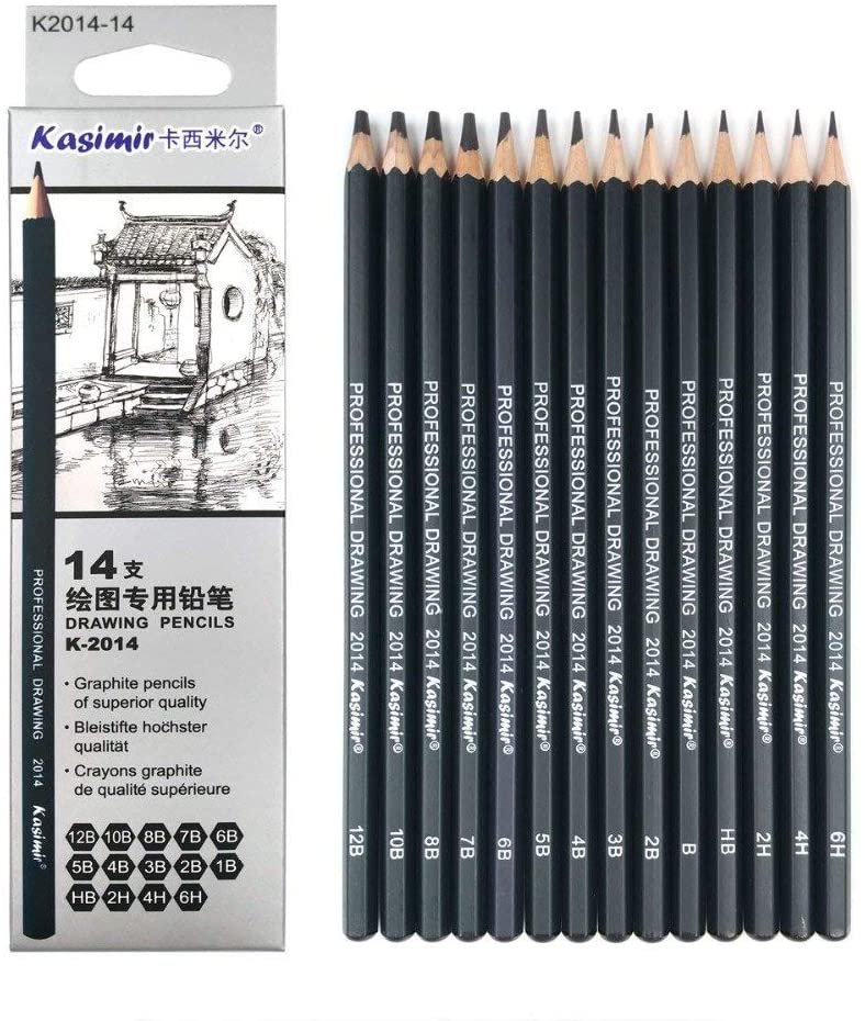 Kasimir Lead Sketching Graphite Pencils, 14-Piece