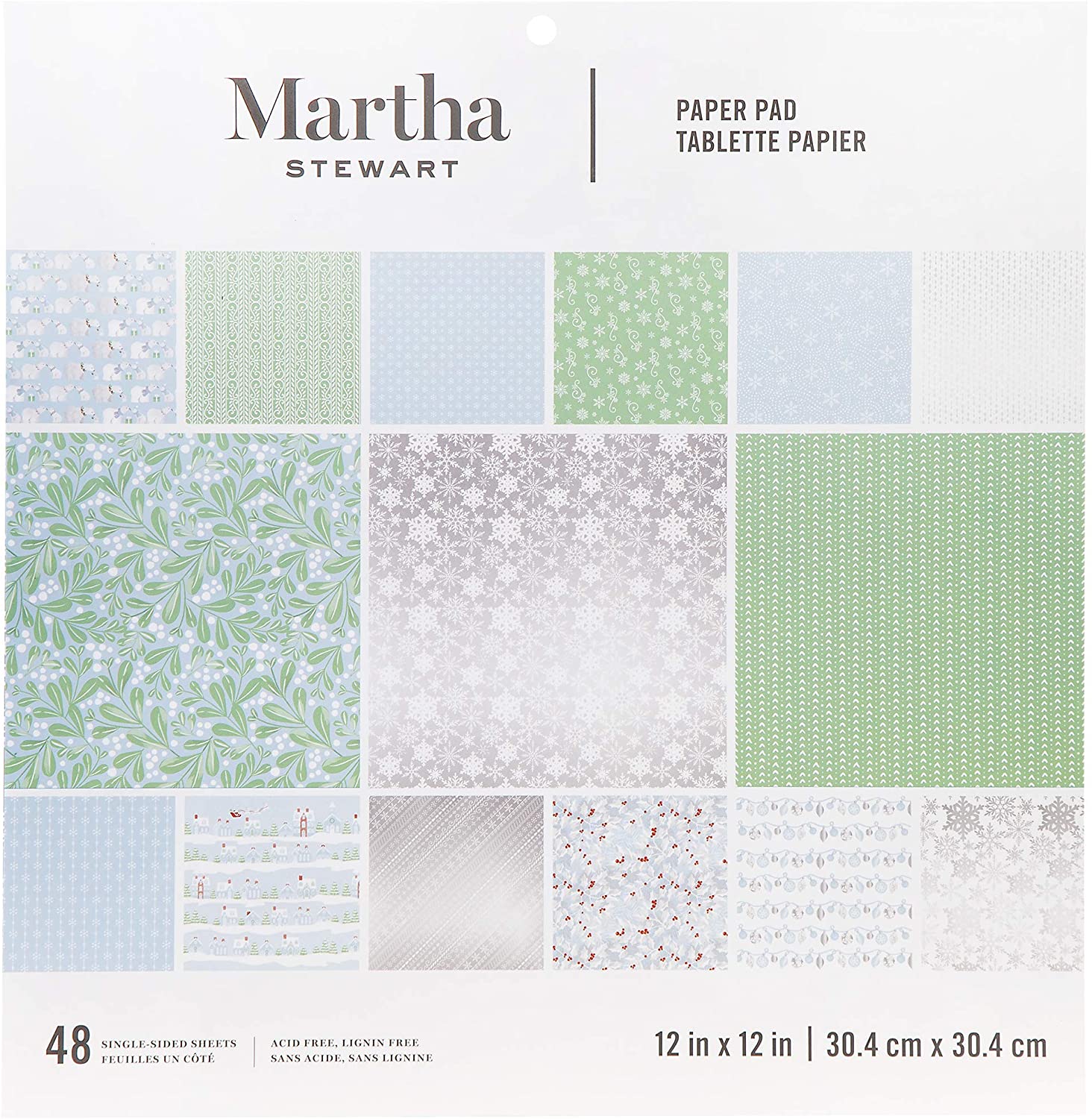 Martha Stewart Metallic Holiday Scrapbooking Paper, 48-Pack