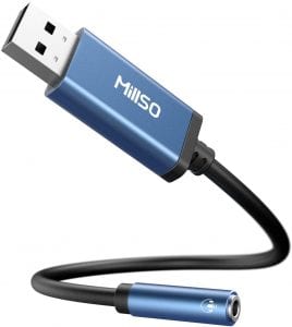 MillSO Gaming USB To 3.5mm Audio Jack Headset Adapter