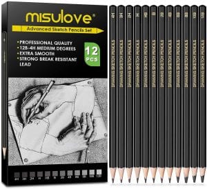 MISULOVE Portable Non-Toxic Graphite Pencils, 12-Piece