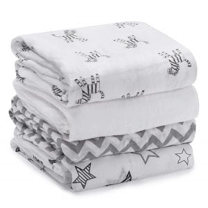 Momcozy Muslin Baby Swaddle Blankets, 4-Pack