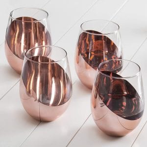 MyGift Metallic Plated Party Wine Glasses, Set Of 4