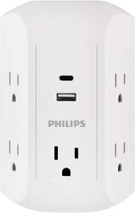 Philips 15W USB-C Surge Protector Adapter Wall Tap