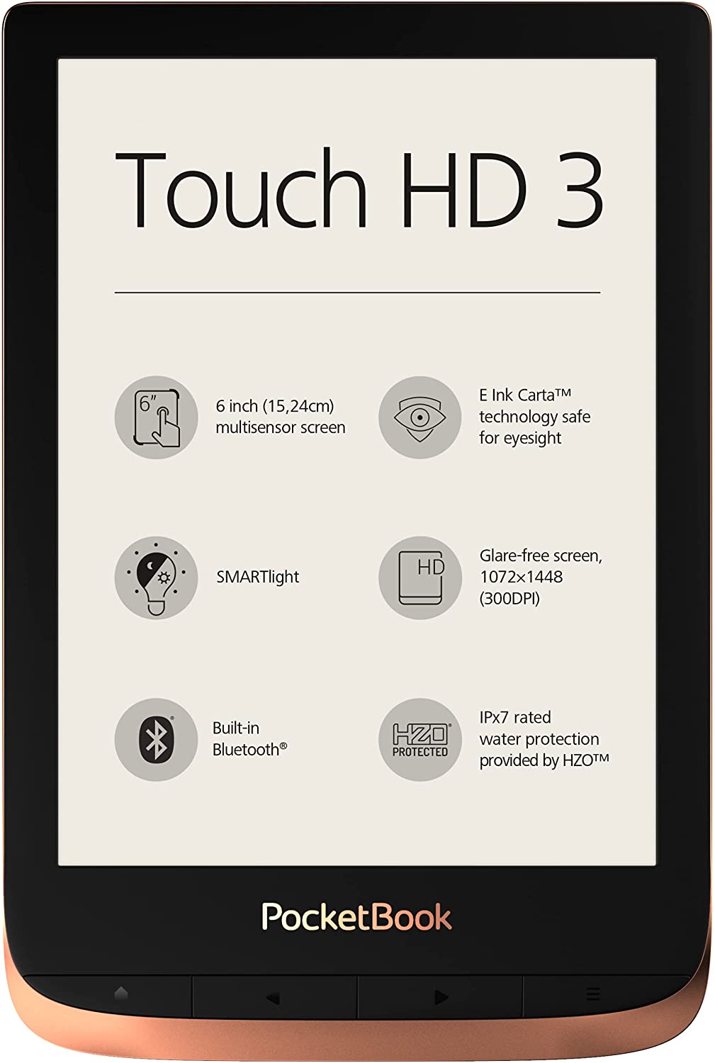 PocketBook Touch HD SMARTLight E-Reader, 6-Inch