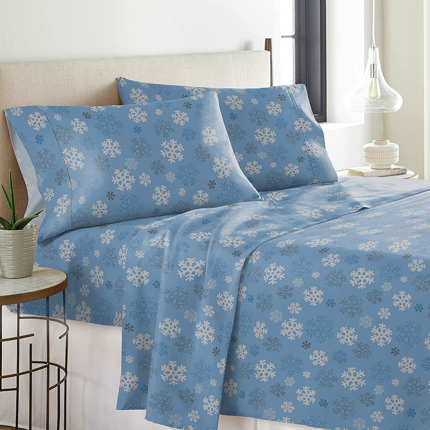 Pointehaven Snowy Day Flannel Sheets, 4-Piece