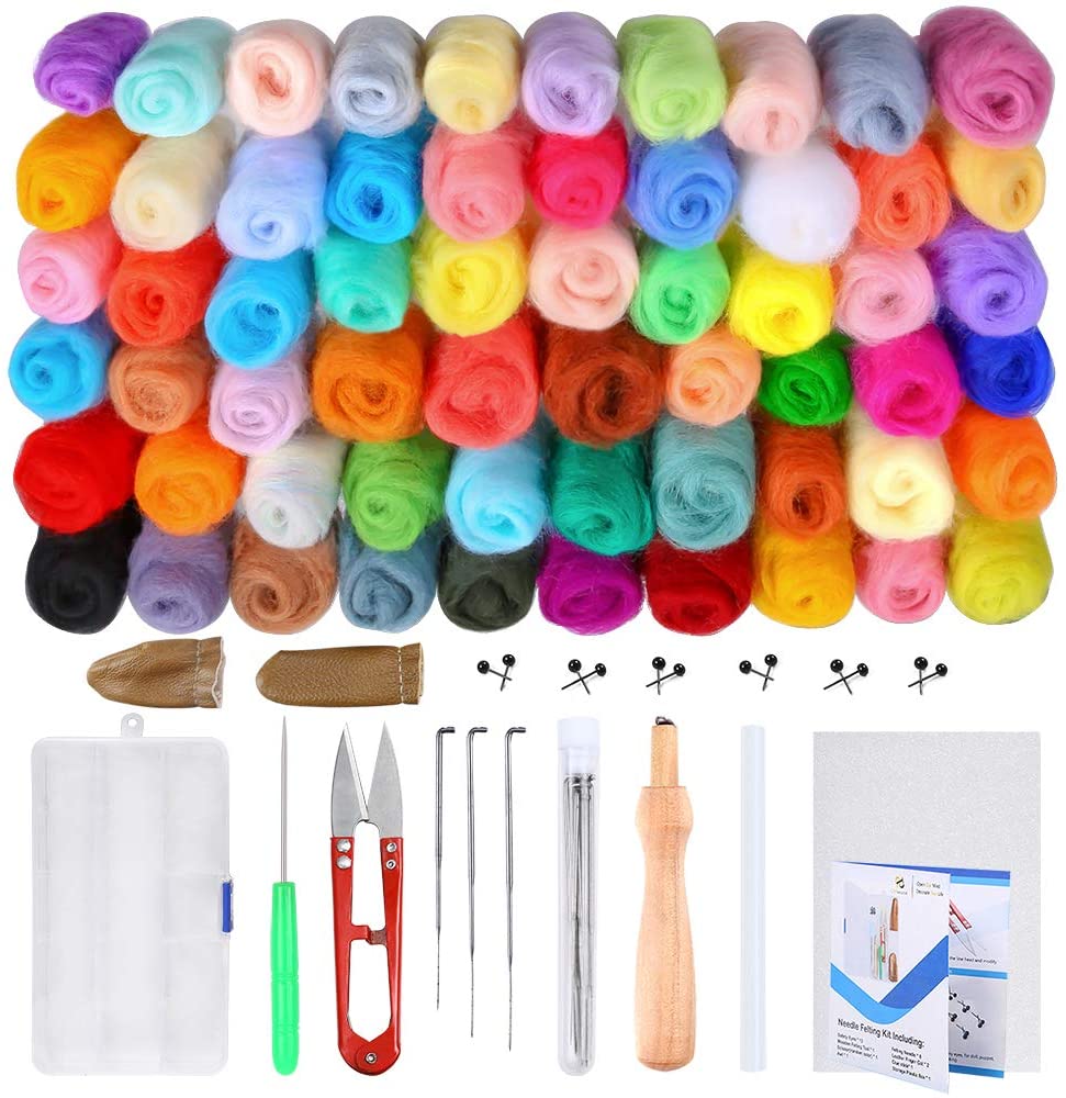 PP OPOUNT 60-Color Wool Roving Needle Felting Kit