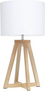 Simple Designs Interlocked Triangular Wood Fabric Shade Table Lamp