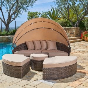 SUNCROWN Outdoor Wicker Round Patio Daybed