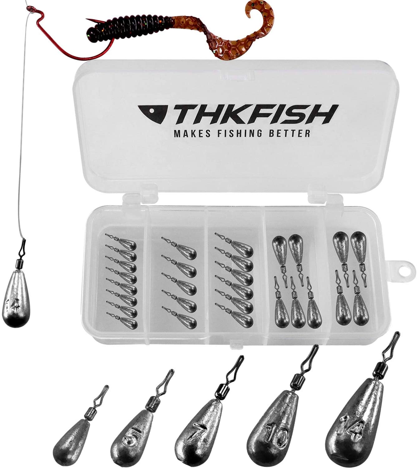 thkfish Snag-Proof Tearproof Fishing Weights, 103-Piece