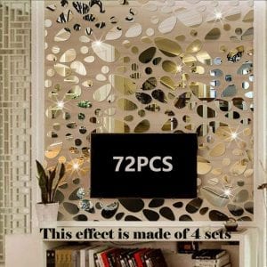 TTSAM Silver Acrylic Mirror Cobblestone Decal Stickers, 72-Piece